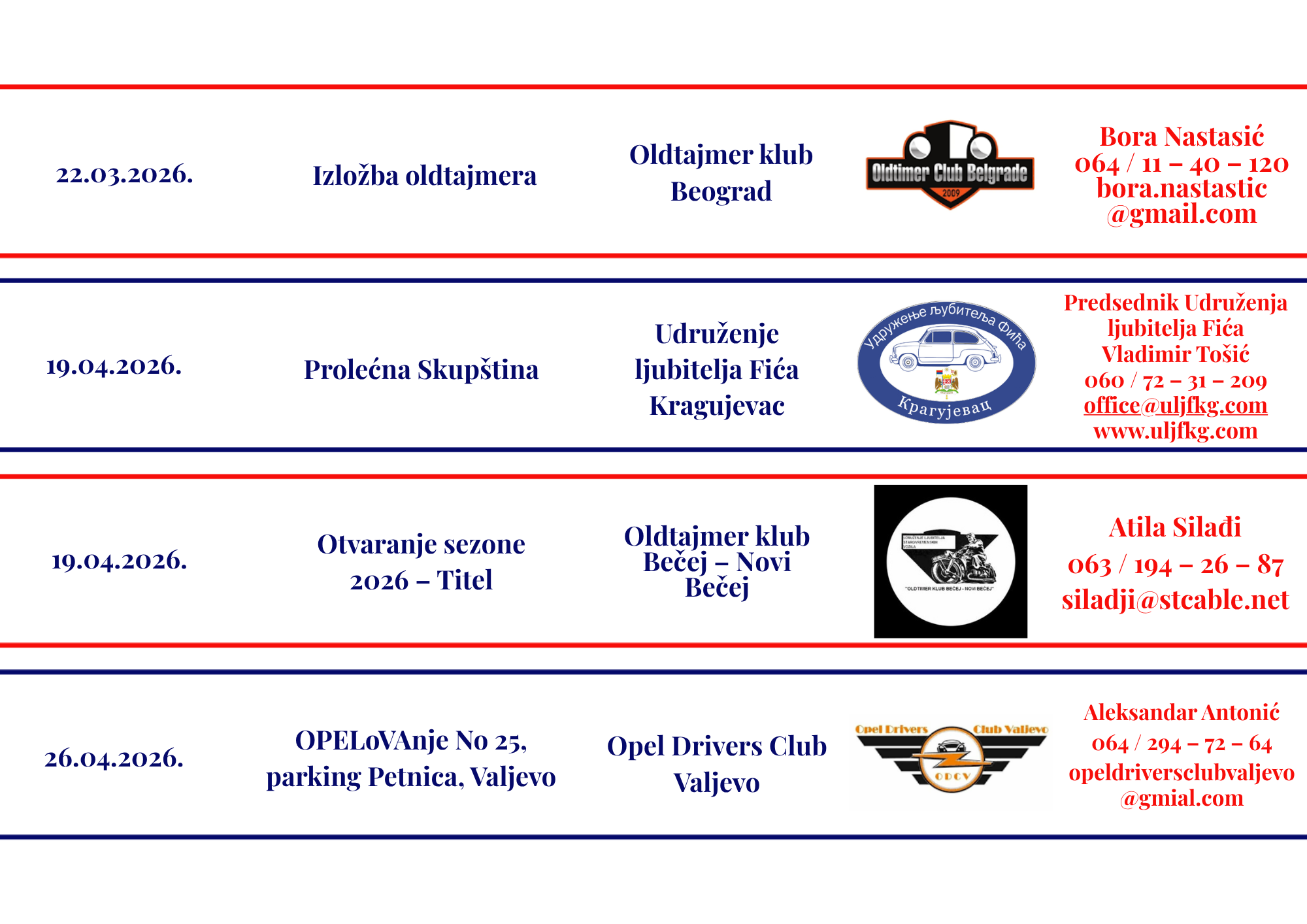 Oldtajmeri Srbija kalendar manifestacija u 2026